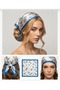 Women's Blue Floral Patterned Bandana Stylish Hair and Head Band Scarf 48X48 cm