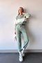 Mint Colored Women's Knitwear Tracksuit Set - Stand Collar, Stripe Block, Tight Knitted BC231006 - 6