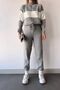 Grimelange Women's Knitwear Tracksuit Set - Stand Collar, Stripe Block, Tight Knitted BC231006 - 5