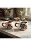 Stone House and Mushroom 2-Piece Ceramic Mug-Cup, Hand-Embellished 2-Dimensional Relief Pattern, , (360 Degrees)