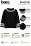Women's Black Crew Neck Patterned Knitwear Sweater - 3
