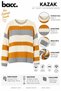 Women's Orange Crew Neck Striped Patterned Knitwear Sweater - 3