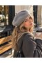 Women's Gray Plush Painter Beret - 2