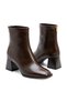 Women's Brown Blunt Toe Thick Heeled Back Zipper Orthopedic Insole Boots Owena