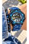 50mm Pool Sea Use,With Light,With Calendar,With Stopwatch Navy Blue Silicone Digital Sport Men Wrist Watch