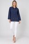 Women's Shirt Collar Brodered Front Zippered Gabardine Jacket - 2