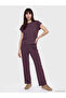 Two Mt Shop Quality Lcw Everyday Plum Diver Fabric Plain Oversize Short Sleeve Women's T-Shirt - 2