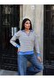 Striped Polo Neck Zipper Sweater