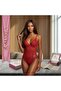 Kırmızı dantelli bodysuit