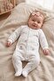 100% Cotton Baby Girl Romper with Star Pattern and Snap Fasteners - Ecru - 2