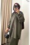 Striped Detailed Hooded Loose Tunic Pants Set - 3