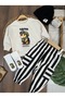 Capybara Printed Sweatshirt, Striped Oversize Pants with Pocket Detail, Printed Socks and Beret, 4-Piece Baby Boy Set - 2