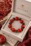 Bohemian Red Round Beaded Stone-Look Bracelet - 3
