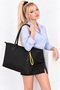 Women's Oversized Parachute Fabric Shoulder Bag – Water-Resistant, Lightweight, Soft, and Large Capacity Navy Blue & Black - 6
