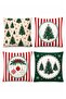 Christmas Tree Themed Patterned 4-Piece Throw Pillow Cover Set - 3