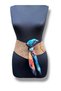 Women's Tan Colorful Scarf Detailed Nubuck Leather Belt - Liora Design Corset Belt - Standard Size - 3