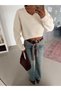 V-Neck Ribbed Sweatshirt - Stone - 2
