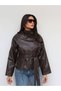 Women's Double-Breasted Buttoned Short Faux Leather Jacket