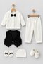 Newborn Baby Boy 6 Piece Mevlüt Set with Bow Tie and Vest, Boxed Hospital Discharge Set, Gift Baby Set - 2