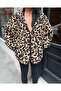 Women's Zippered Patterned Plush Coat - 4