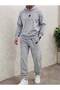 Men's Street Style 2-Piece Stripe Printed Top and Bottom Hooded Tracksuit Set