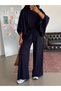 Bat Sleeve Oversize Set - Navy Blue - 7