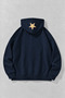 Unisex Los Angeles Star Printed Three-Yarn Combed Cotton Fabric Hooded Zippered Navy Blue Cardigan - 2