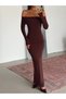 Madonna Collar Long Dress - Brown - 3