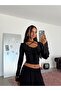 Spanish Style Flounce Sleeve Blouse - Black - 3