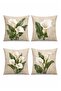 White Lilies Patterned 4-Piece Throw Pillow Cover Set - 3