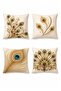 Peacock Feather Patterned 4-Piece Throw Pillow Cover Set - 3
