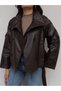 Women's Double-Breasted Buttoned Short Faux Leather Jacket - 2