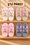 Value pack of 2 winter plush house slippers - animal design, guest slippers, noise-free, orthopedic