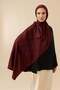 Checker Pattern Claret Red Naia Cotton Shawl 70X200