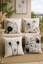 Black Dandelion Patterned 4-Piece Throw Pillow Cover Set