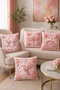 Pink Fluffy Rose Animals Patterned 4-Piece Throw Pillow Cover Set - 2