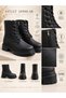 Women's Black Lace-Up and Zippered Thick Sole Textured Boots Winter Boots - 3