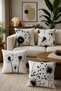 Black Dandelion Patterned 4-Piece Throw Pillow Cover Set - 2