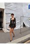 Women's Square Neck Gathered Skirt with Shorts Layered Mini Ruched Dress - 5