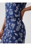 Kadın Mavi Linen-Blend Pull-On Mini Etek - 3