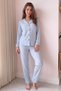 Baby Blue Salonic Front Buttoned Long Sleeve Knitted Women's Pajama Set - 6