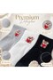 Women's Teddy Bear Patterned Short Socks, Pack of 12 |   80% Cotton Seamless, Black White Gray - 2