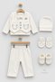 Newborn Baby Boy Mevlüt Set Ecru Bow Tie Vest Special Day Boxed 6 Piece Baby Set Cotton - 4