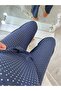 Navy Blue Polka Dot Lace Collar Buttoned Front Maternity Pajama Set - 4