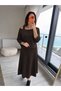 Women's Long Sleeve One-Shoulder Viscose Two-Thread Blouse and Strapless Midi Dress - 4