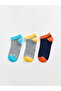 Two Mt Shop Quality Blue Patterned 3-Pack Boys' Bootie Socks