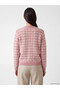 Esvab • Modern & Distinctive Zero Roba Collar Checkered Embroidered Women's Knitwear Cardigan - 5
