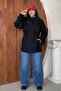 Pb Women's Cape-Collar Belted Short Lined Comfortable Fit Black Cashmere Coat - 3