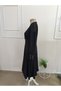 Women's long sleeve double-breasted collar tulle detailed pearl midi viscose dress - 5