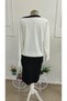 Women's Long Sleeve V-Neck Modal Blouse and Slit Short Modal Skirt Two-Piece Set - 7